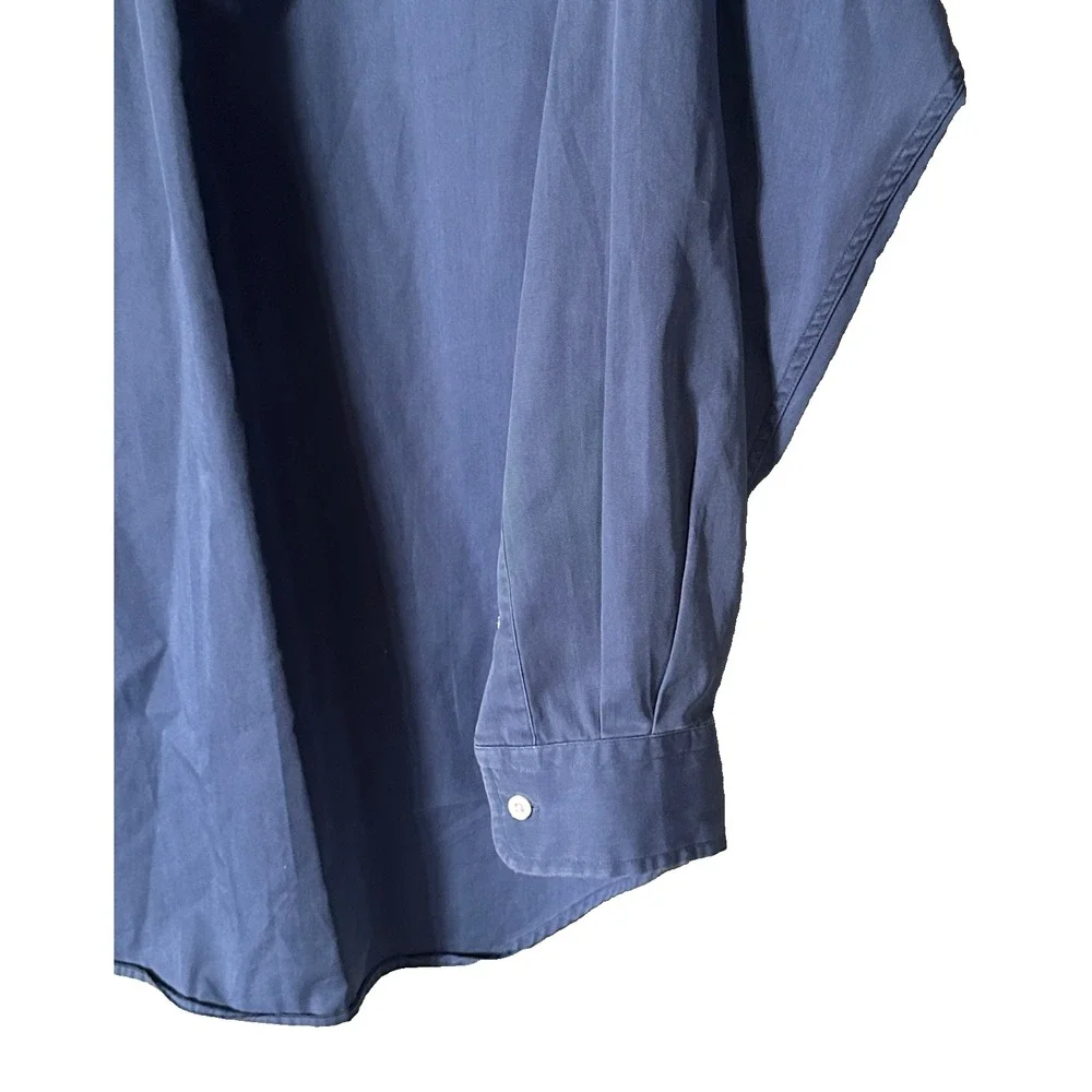 VTG 90s Ralph Lauren The Big Shirt Mens LT Blue Polo Pocket Pony Button Up XL